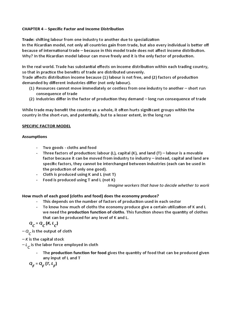 Specific Factor and Income Distribution | PDF | Labour Economics ...