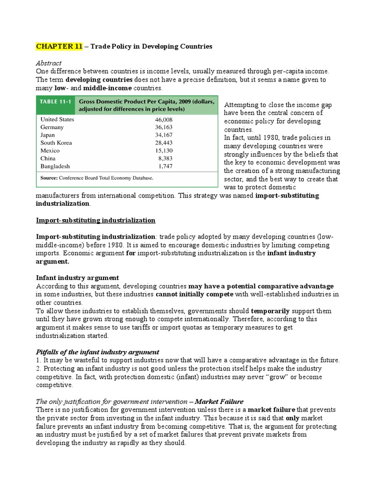 Trade Policy in Developing Nations | PDF | Economic Growth | Tariff