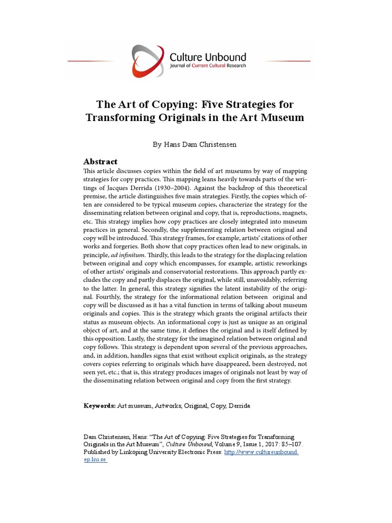 The Art of Copying Five Strategies For Transformin PDF Jacques