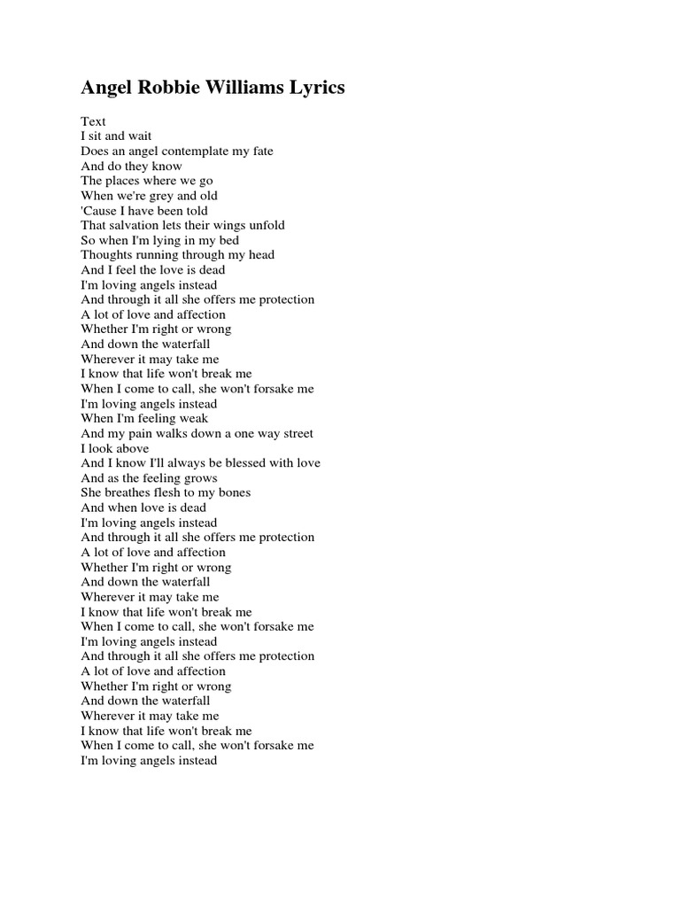 Angels Robbie Williams Lyrics - yeoreobun web