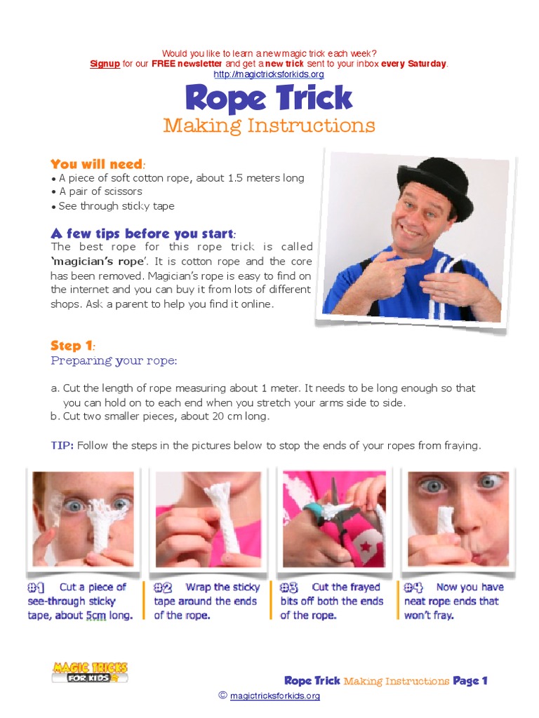 Rope Trick Magic Tricks For Kids PDF | PDF | Knot | Magic (Illusion)