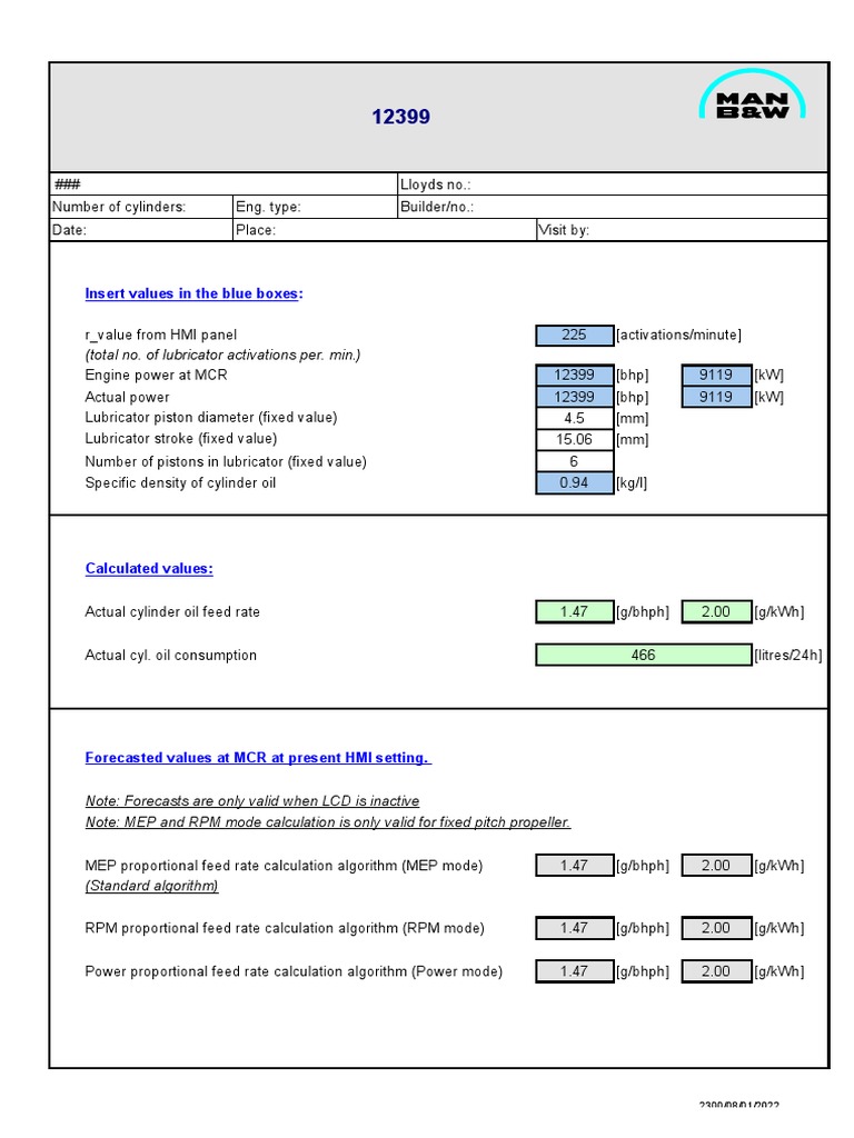 Cylinder Lube Oil Feed Rate Calculation From HMI RValue PDF