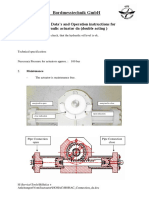 Technical specifications and operation instructions for hydraulic actuator