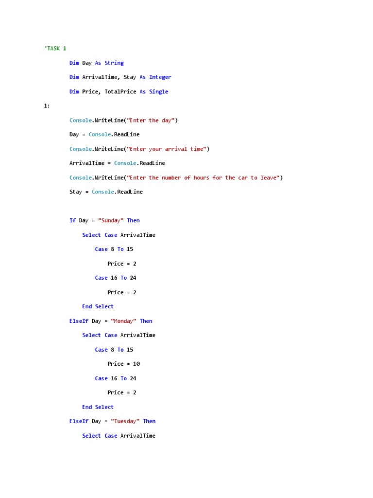 Dim As String Dim As Integer Dim As Single: 'Task 1 | PDF | Computer ...