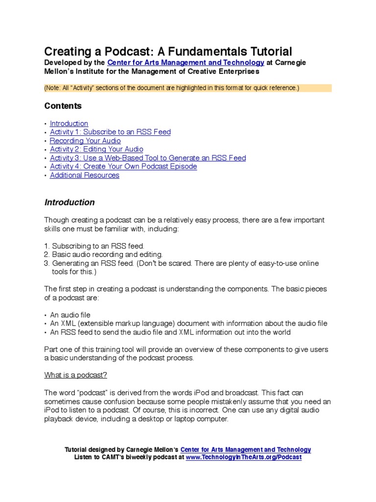 Creating A Podcast Camt | PDF | Podcast | Computing
