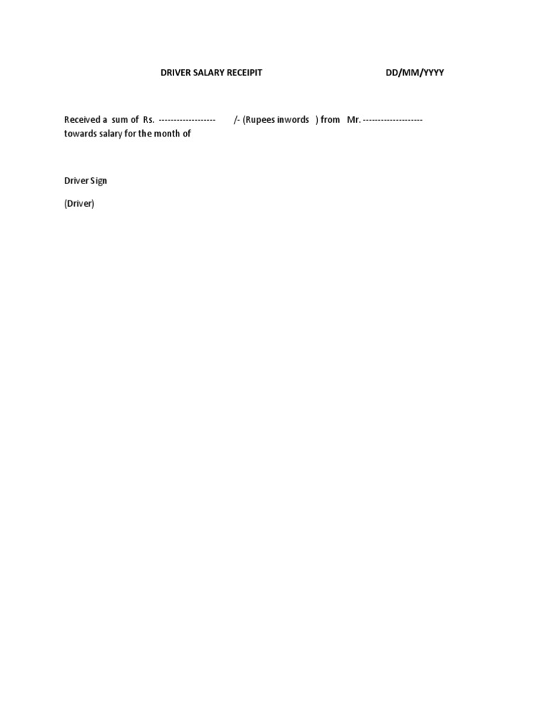 Driver Salary Receipt PDF