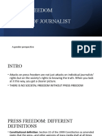 Press Freedom & Safety of Journalist: A Gender Perspective
