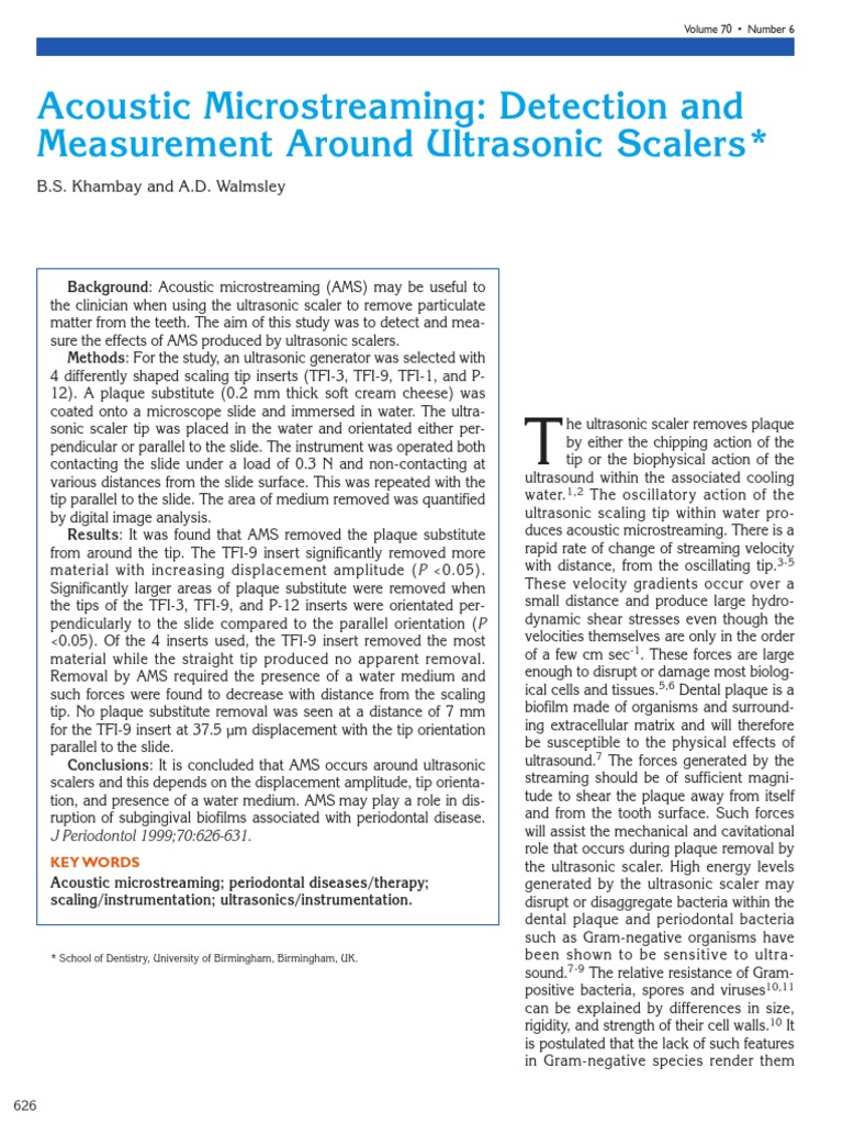 Acoustic Microstreaming Detection and Measurement Around Ultrasonic ...