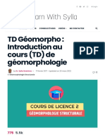 TD Géomorpho - Introduction Au Cours (TD) de Géomorphologie (Lic