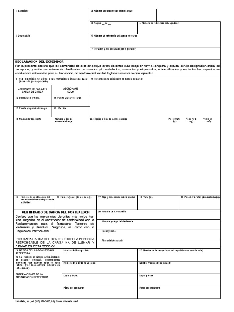 Formato DGD Marítimo para Transporte | PDF | Transporte