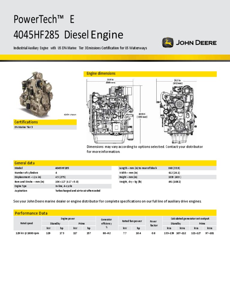 Powertech™ E 4045Hf285 Diesel Engine | PDF | Engines | Turbocharger