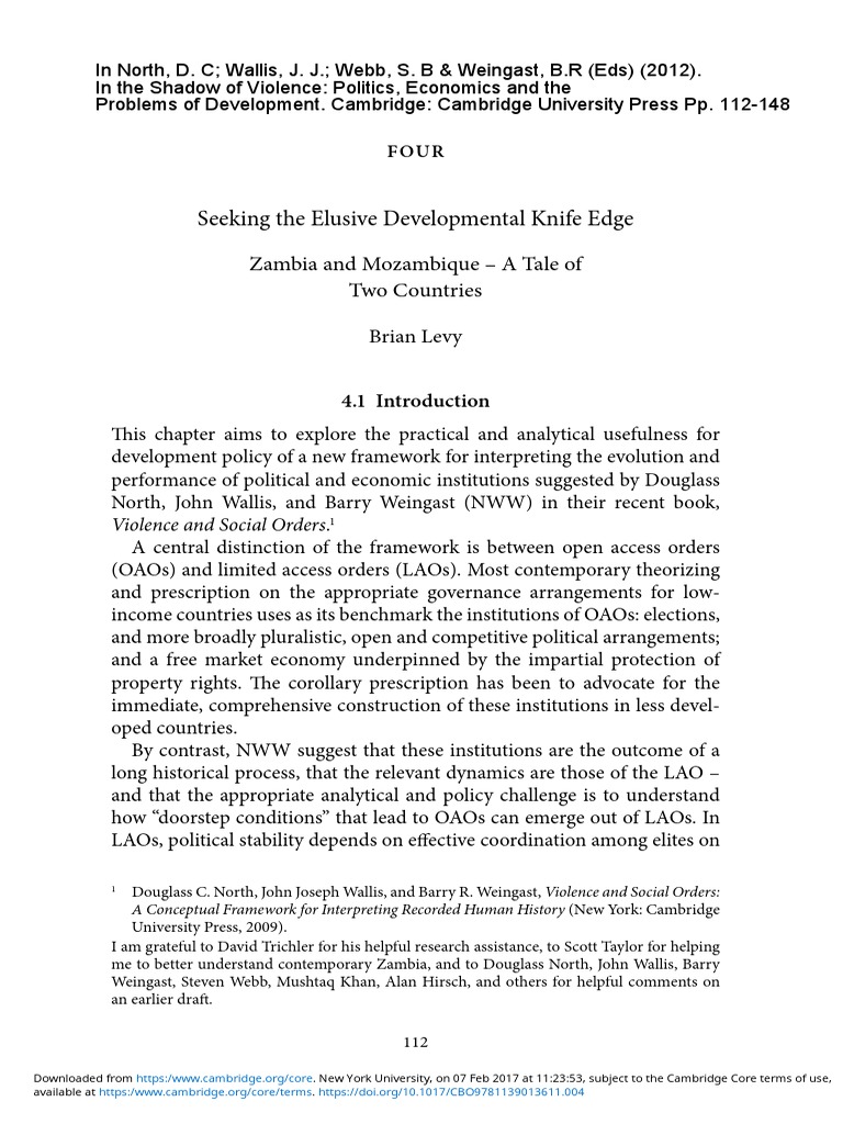 Levy Seeking The Elusive Developmental Knife Edge PDF Zambia