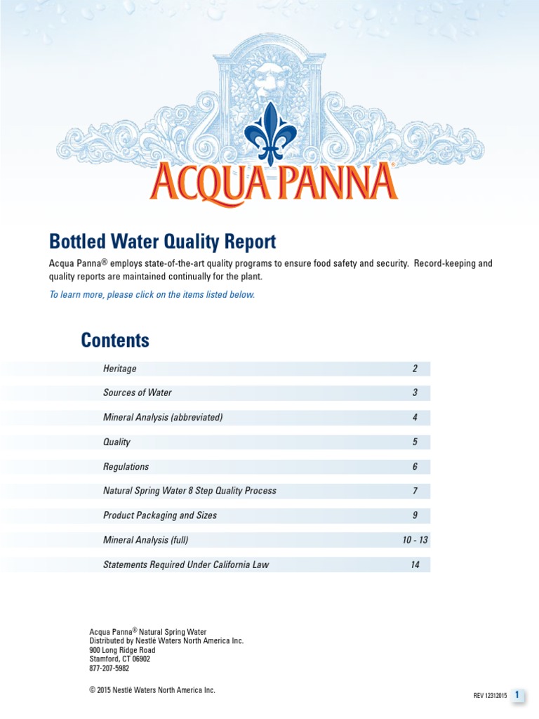 Bottled Water Quality Report PDF Bottled Water Drinking Water