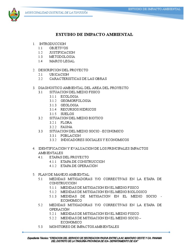 Estudio de Impacto Ambiental en La Tinguiña | PDF | Evaluación de ...