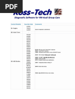 Control Module Security Code Comments: 01 - Engine 02 - Auto Trans