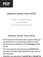 Abstract Syntax Trees (AST) : Modern Compiler Design by David Galles University of San Francisco