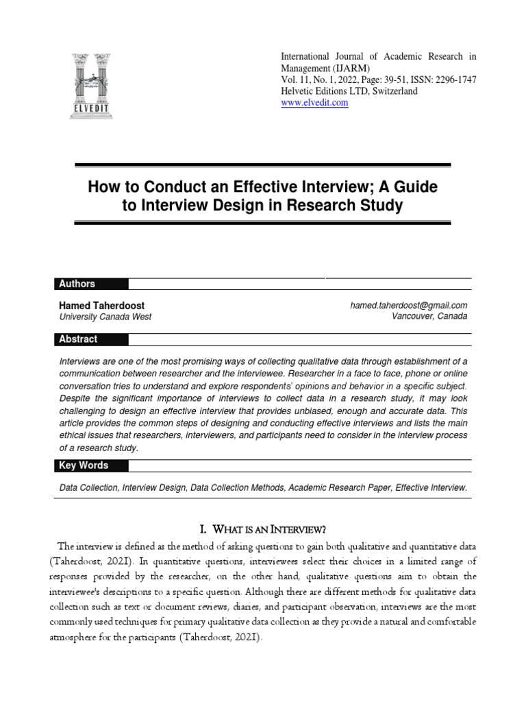 Effective Interview Design Guide | PDF | Interview | Methodology