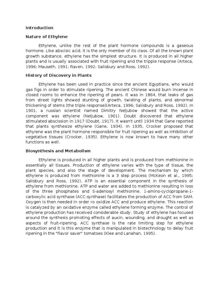 The Role of Ethylene in Plant Growth and Development An Overview of