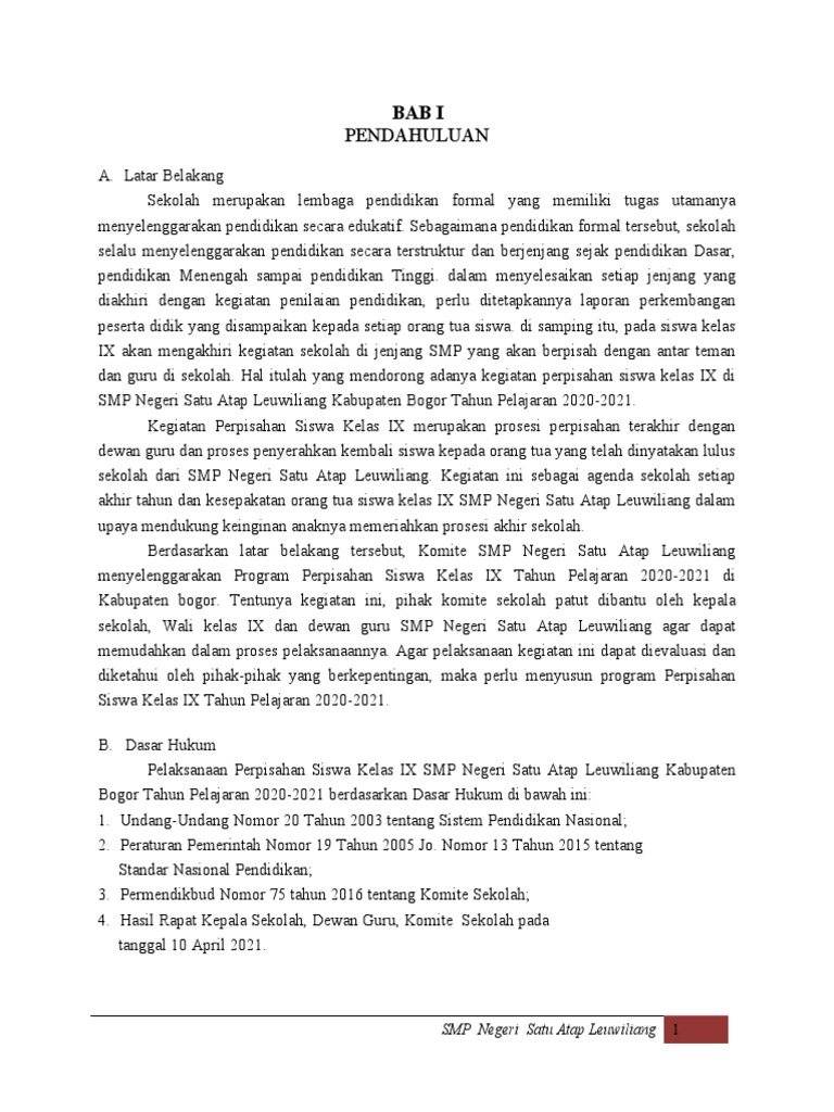 Program Kerja Perpisahan SMP Satap | PDF
