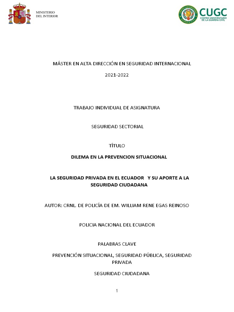 Seguridad Privada y Ciudadana en Ecuador | PDF | Policía | Ecuador