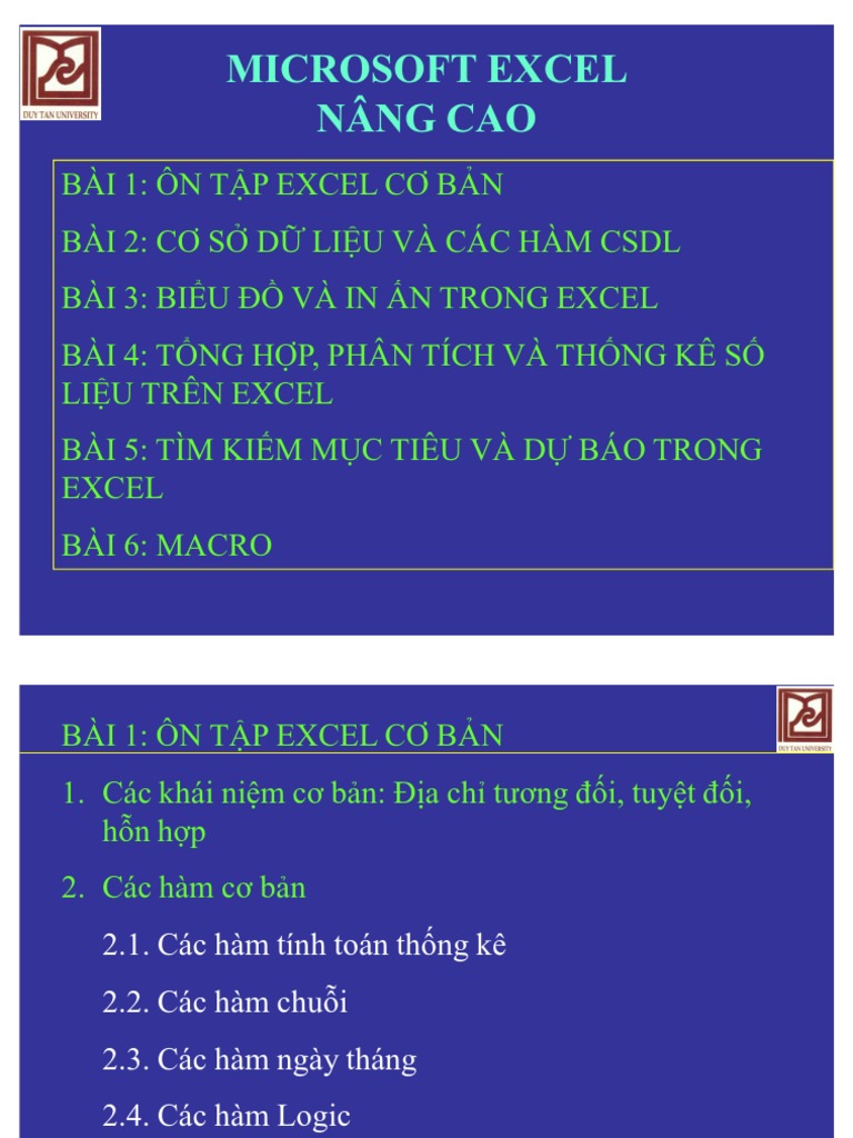 Giáo Trình Excel Nâng Cao - TUD | PDF