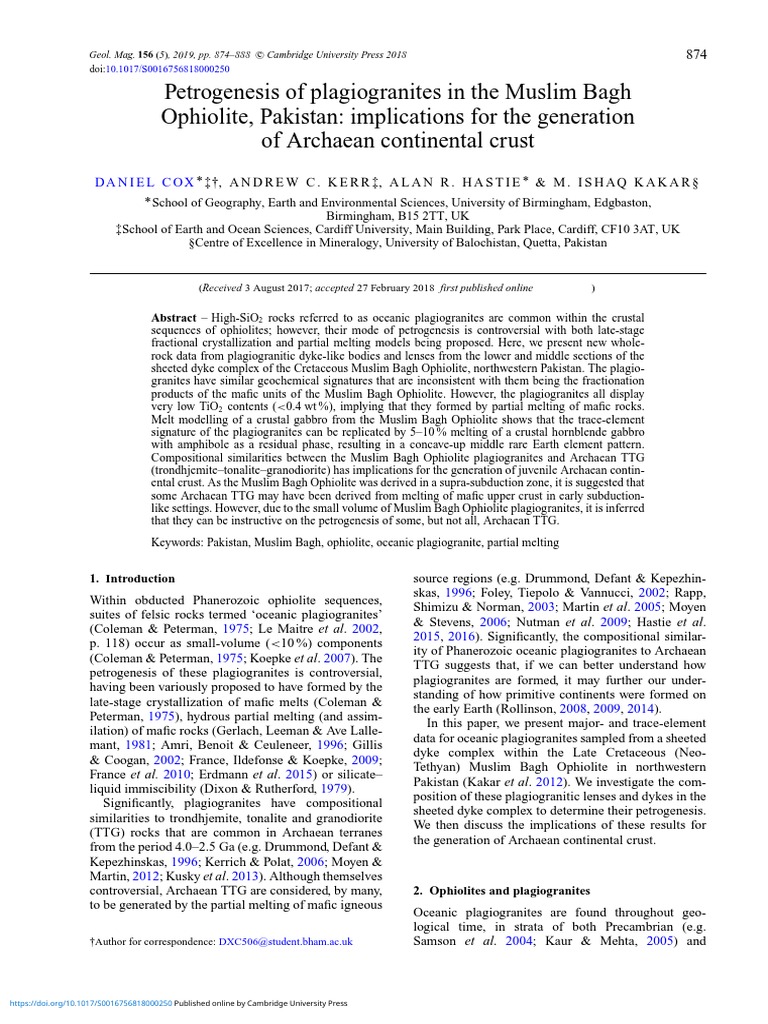 Geochemistry of Muslim Bagh Ophiolite | PDF | Structure Of The Earth ...