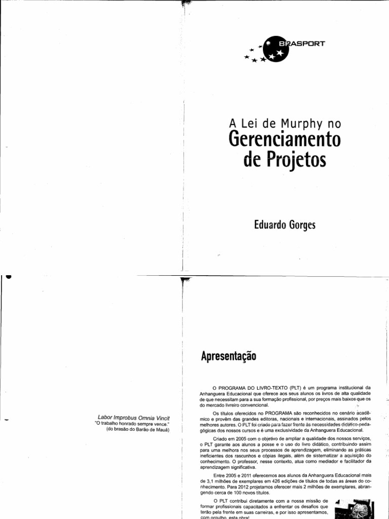 Livro Lei de Murphy No Gerenciamento de Projetos | PDF