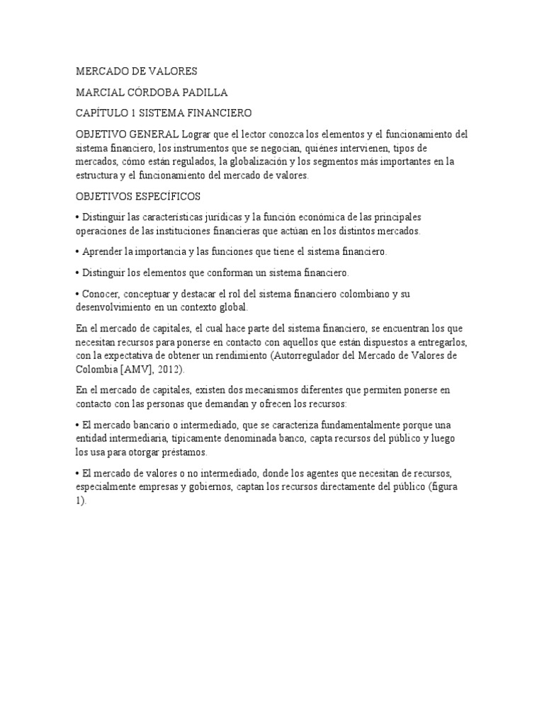 Funcionamiento del Mercado de Valores | PDF | Sistema financiero | Bancos