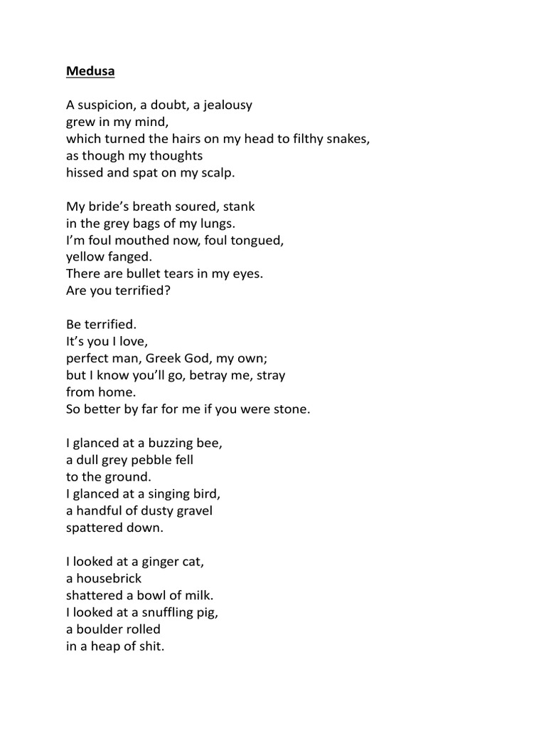 Medusa by carol ann duffy pdf