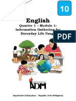 English: Quarter 1 - Module 1: Information Gathering For Everyday Life Usage