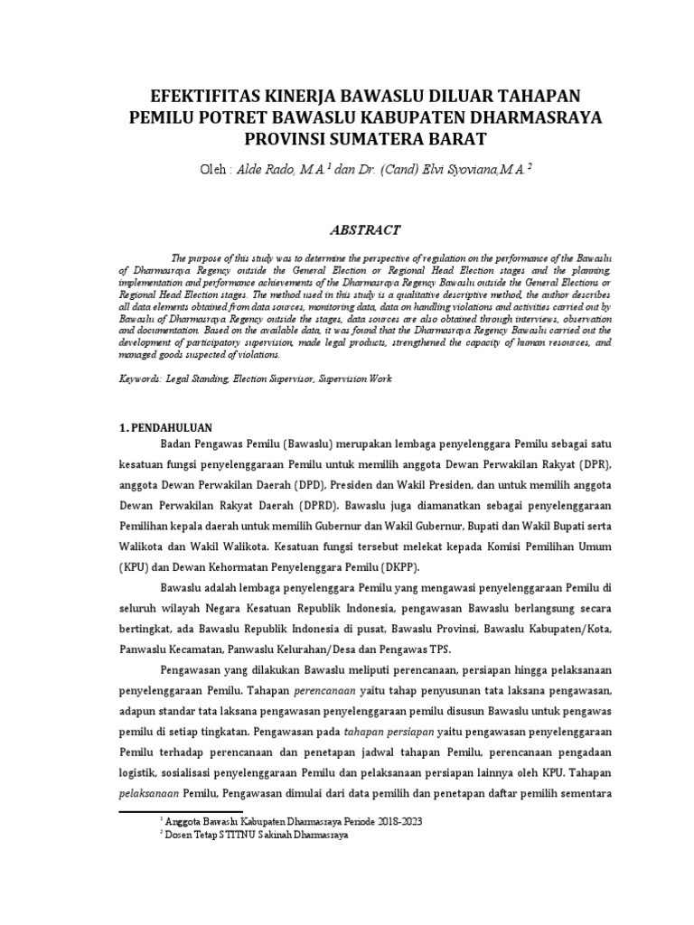 Jurnal bawaslu 2021 pdf
