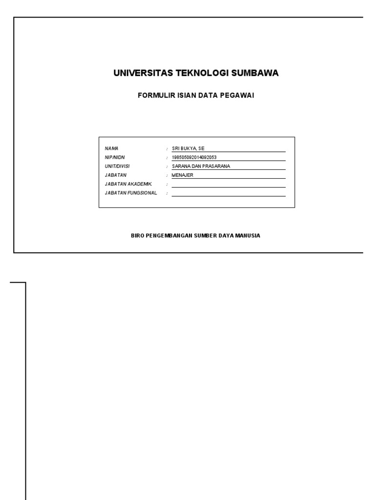 Data Pegawai Sri Bukya UTS | PDF