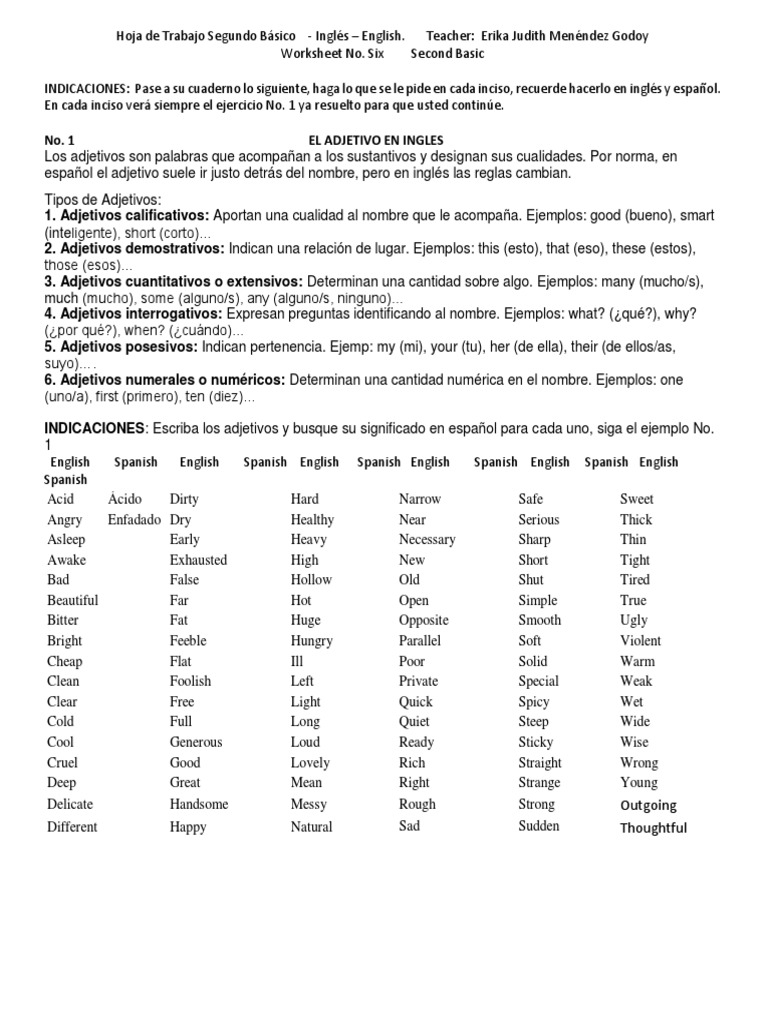 Inglés Segundo Eraser PDF Adjetivo Sintaxis