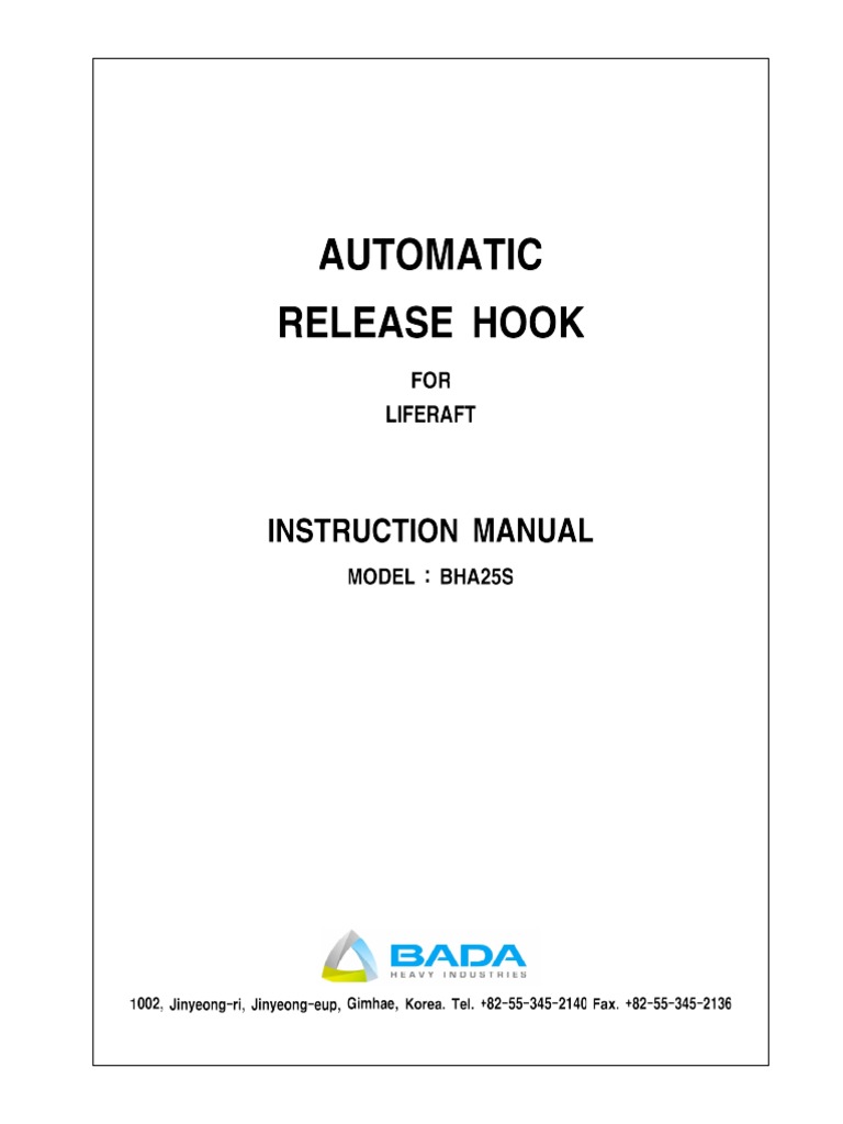 Liferaft Release Hook (BHA25S) | PDF