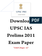 UPSC IAS Civil Services Prelims Exam Paper 2011 CSAT Paper 2 - WWW - Dhyeyaias.com