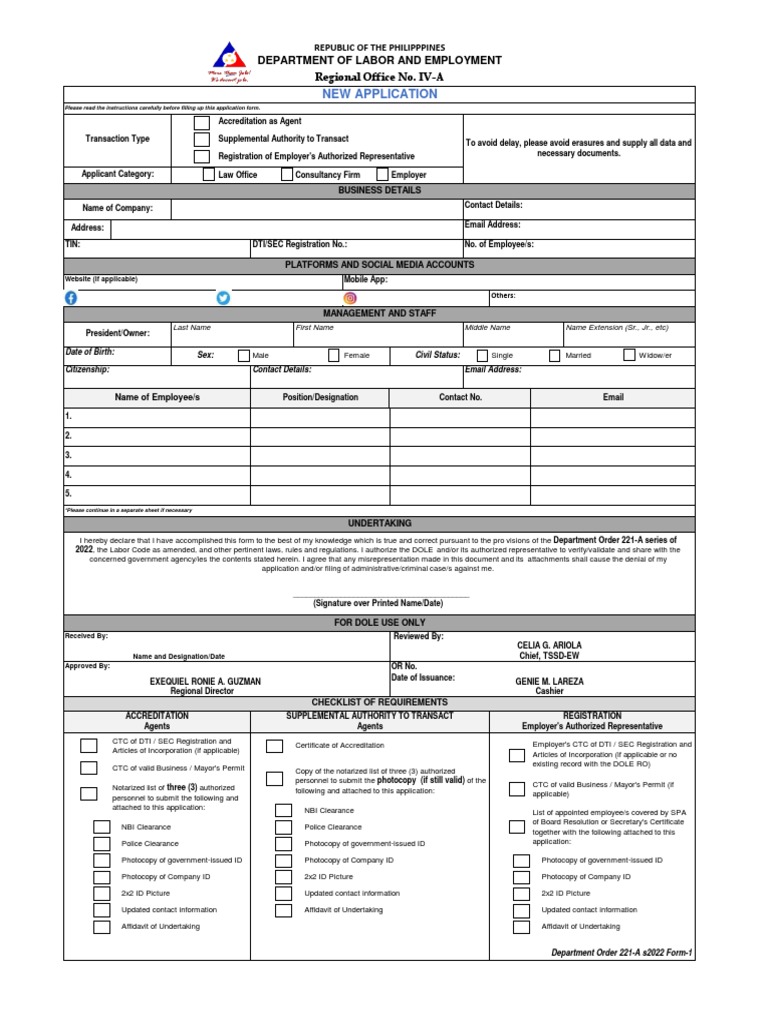 DOLE Employment Registration Application | PDF | Employment | Identity ...