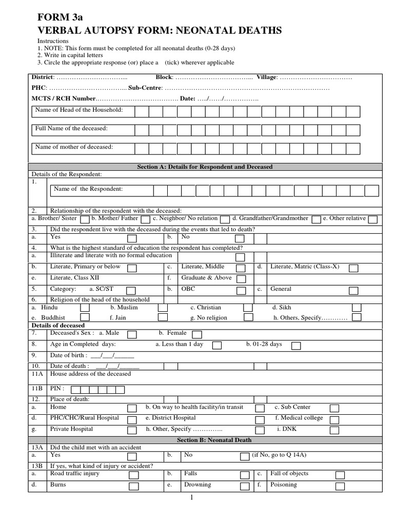 form-3a-verbal-autopsy-form-neonatal-deaths-pdf-childbirth