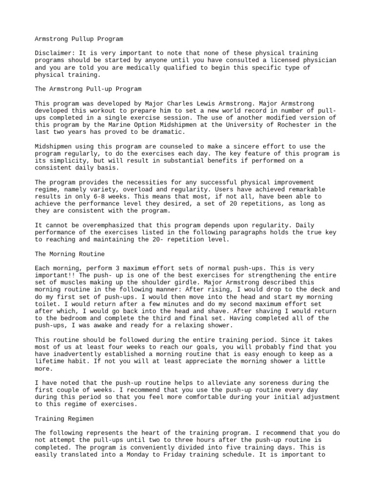 Armstrong Pullup Program PDF Dieting Meal