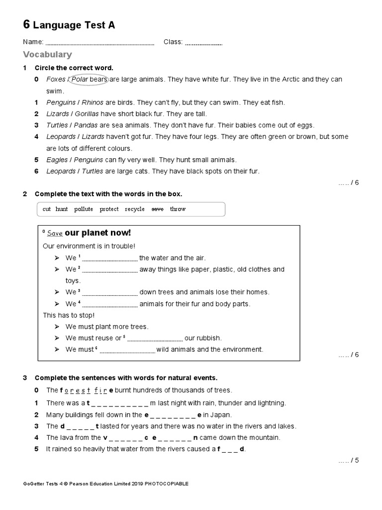 Language Test 6a Unit 6 Language Test 6A | PDF