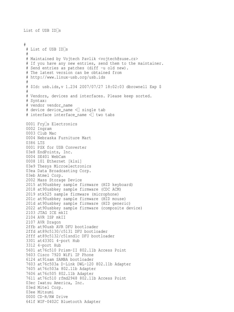 List of USB ID's | PDF