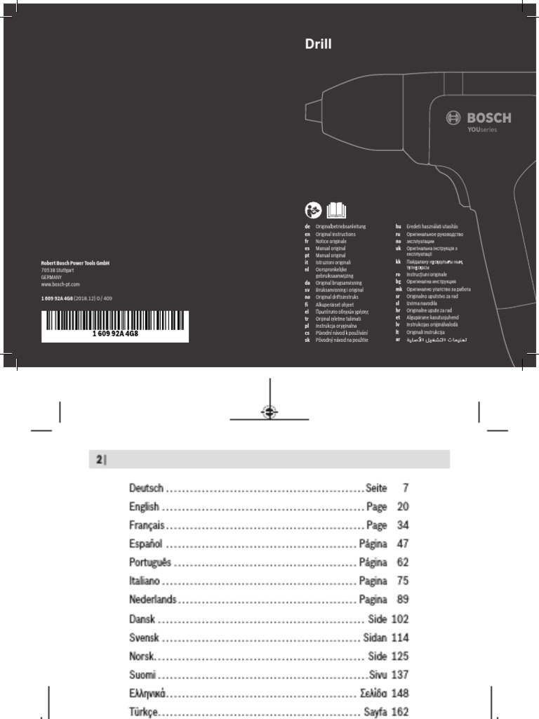 Bosch Drill User Manual Multilingual | PDF | Rechargeable Battery ...