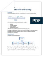 Methods of Learning: Observation, Cognition, Trial and Error, and Conditioning