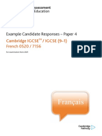 Example Candidate Responses - Paper 4: Cambridge IGCSE / IGCSE (9-1) French 0520 / 7156