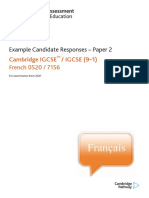 Example Candidate Responses - Paper 2: Cambridge IGCSE / IGCSE (9-1) French 0520 / 7156