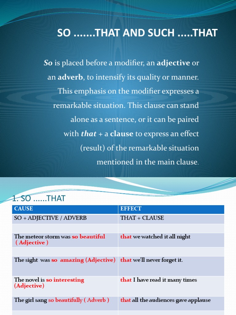 Understanding So...That and Such...That | PDF | Adverb | Adjective