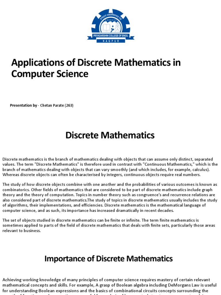 Applications of Discrete Mathematics in Computer Science: Presentation ...