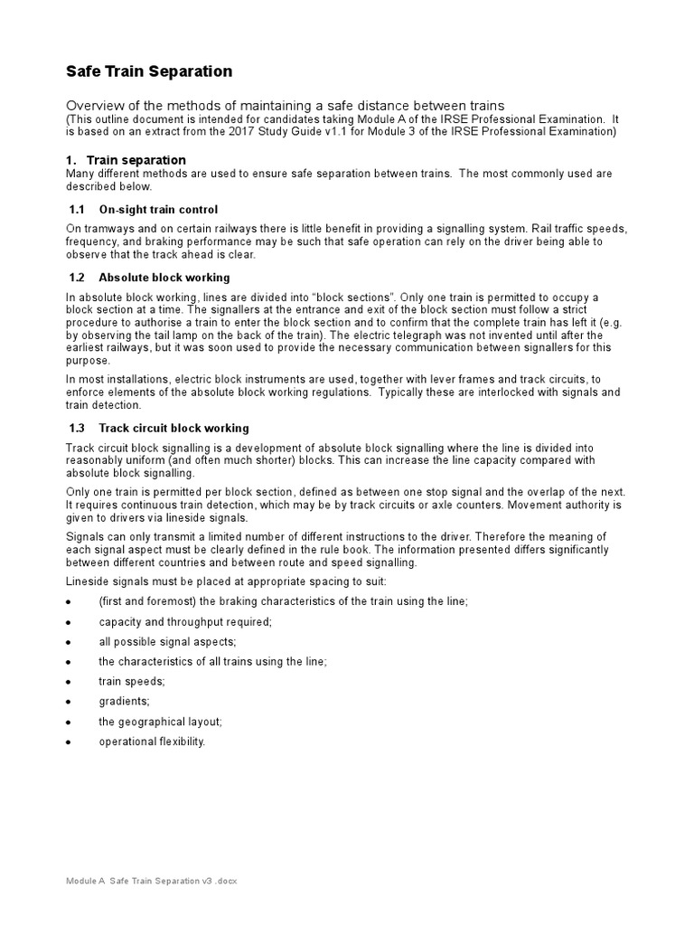Safe Train Separation | PDF | Train | Transport