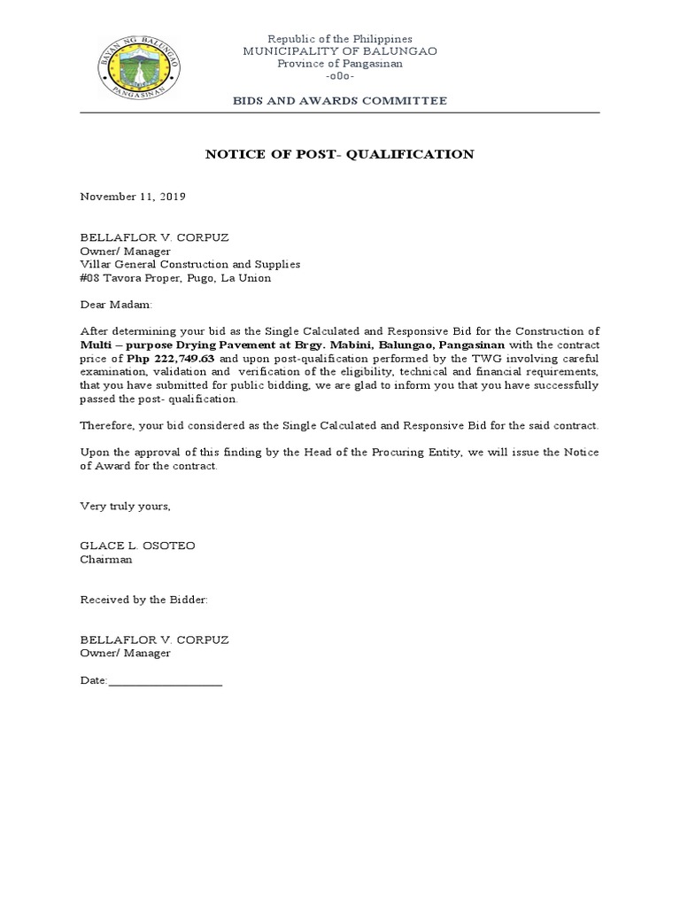 Notice of PostQualification PDF