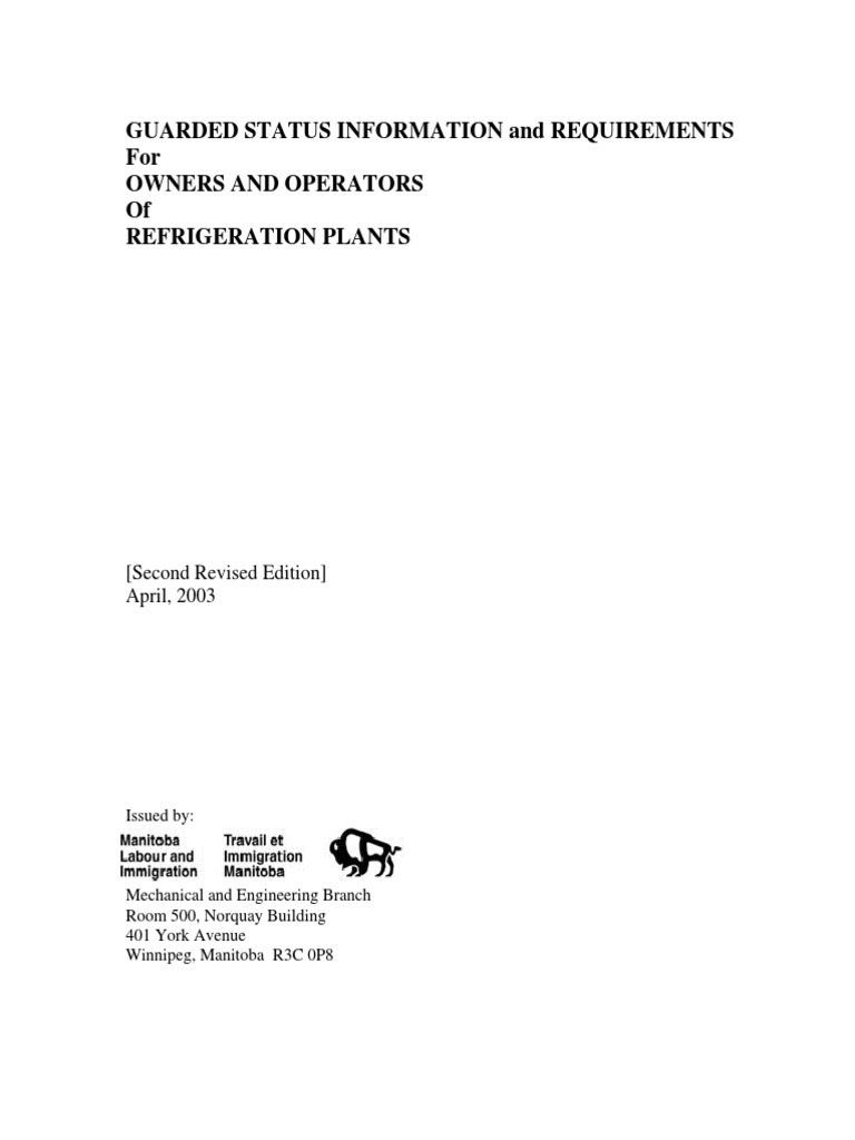 Manitoba Requirement PDF Refrigeration Valve