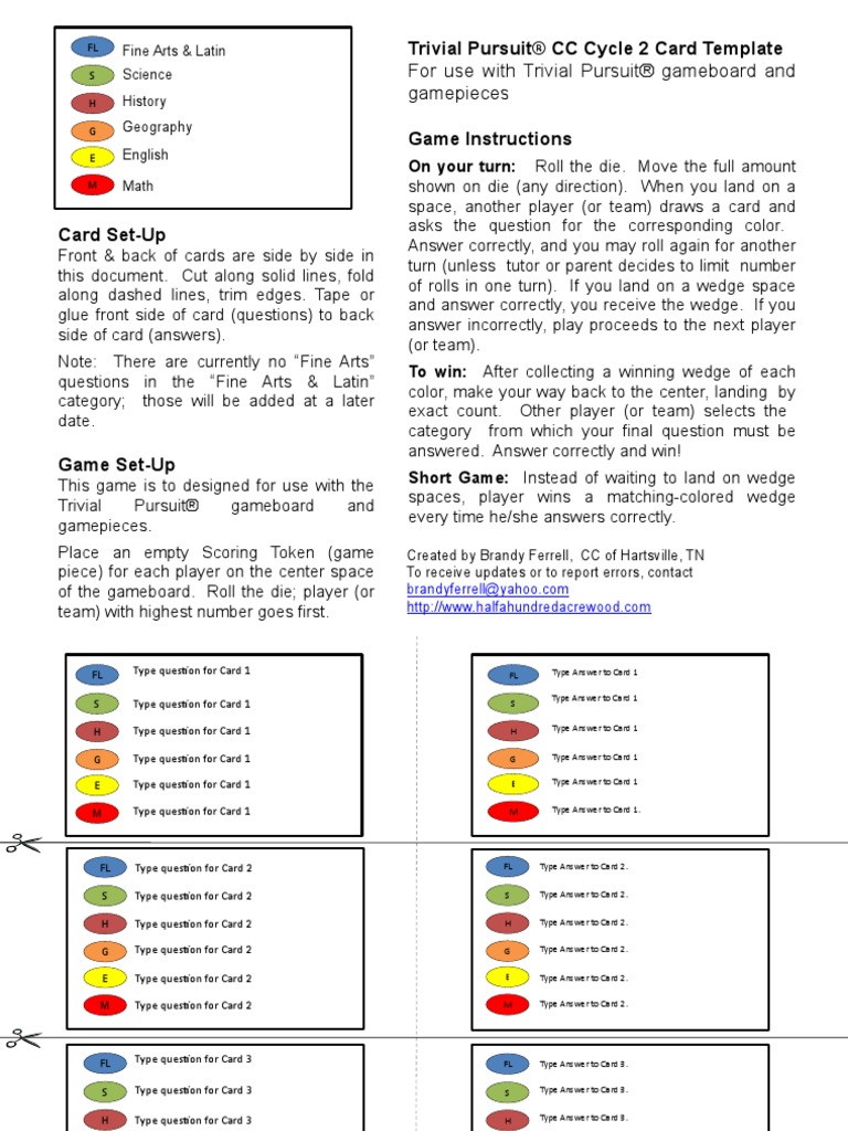 Hhaw Trivial Pursuit Card Template | PDF | Gaming